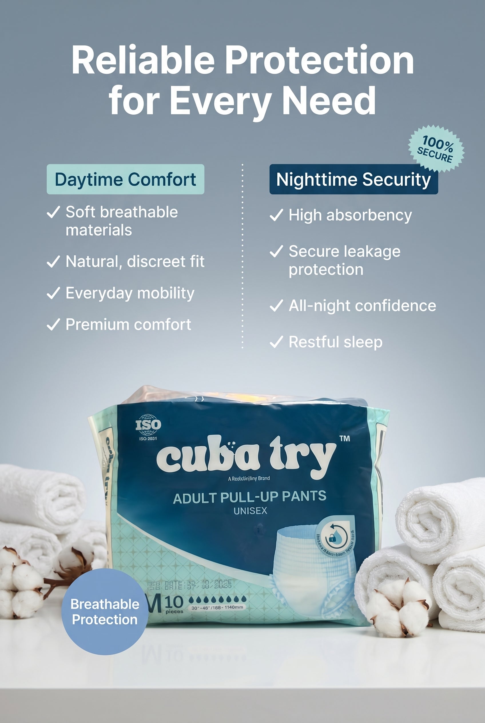 Cuba Try Adult Pull-Up Pants High Absorbent and Breathable