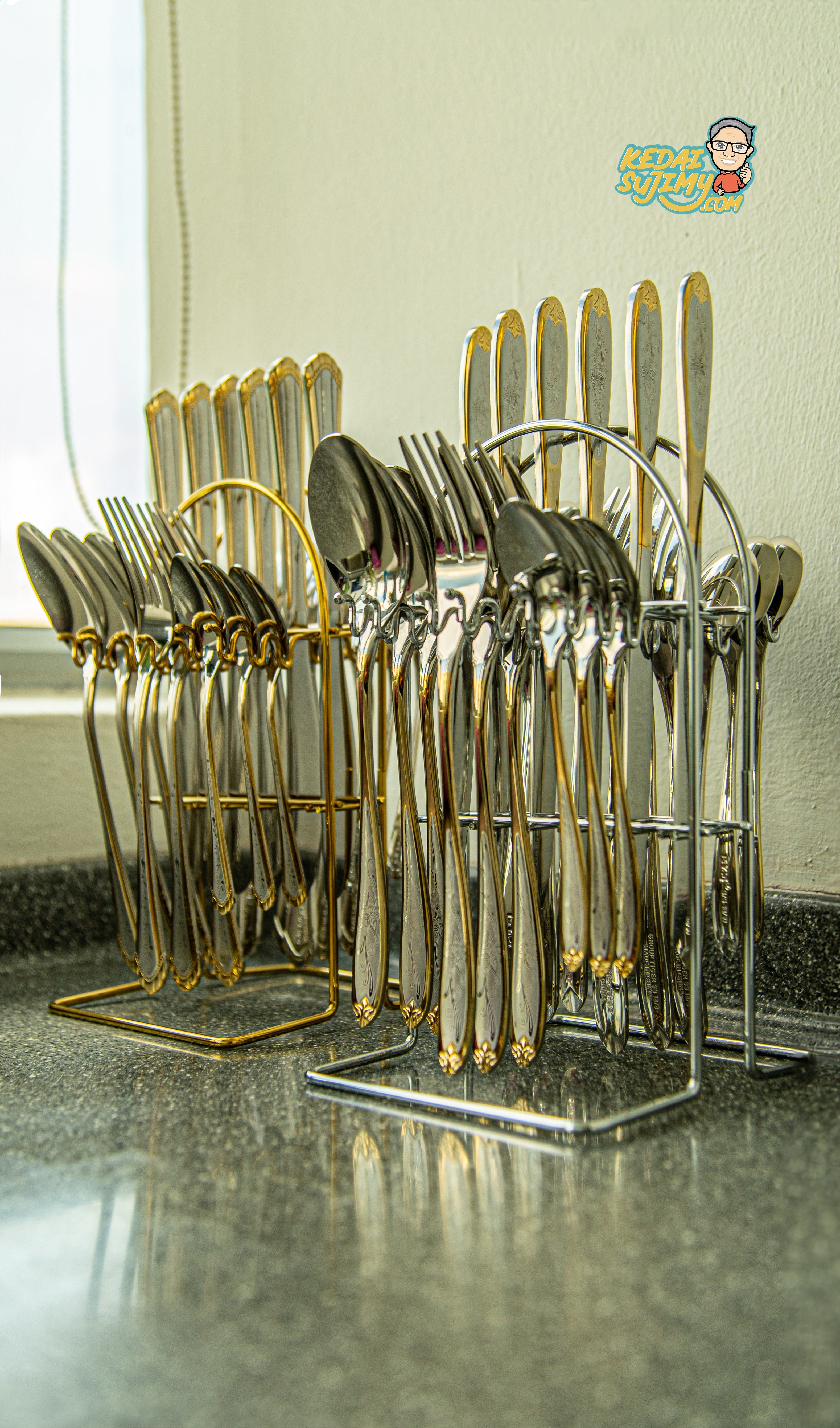 24-Piece Stainless Steel Cutlery Set with Holder – Gift-Ready Utensils for Dining & Entertaining