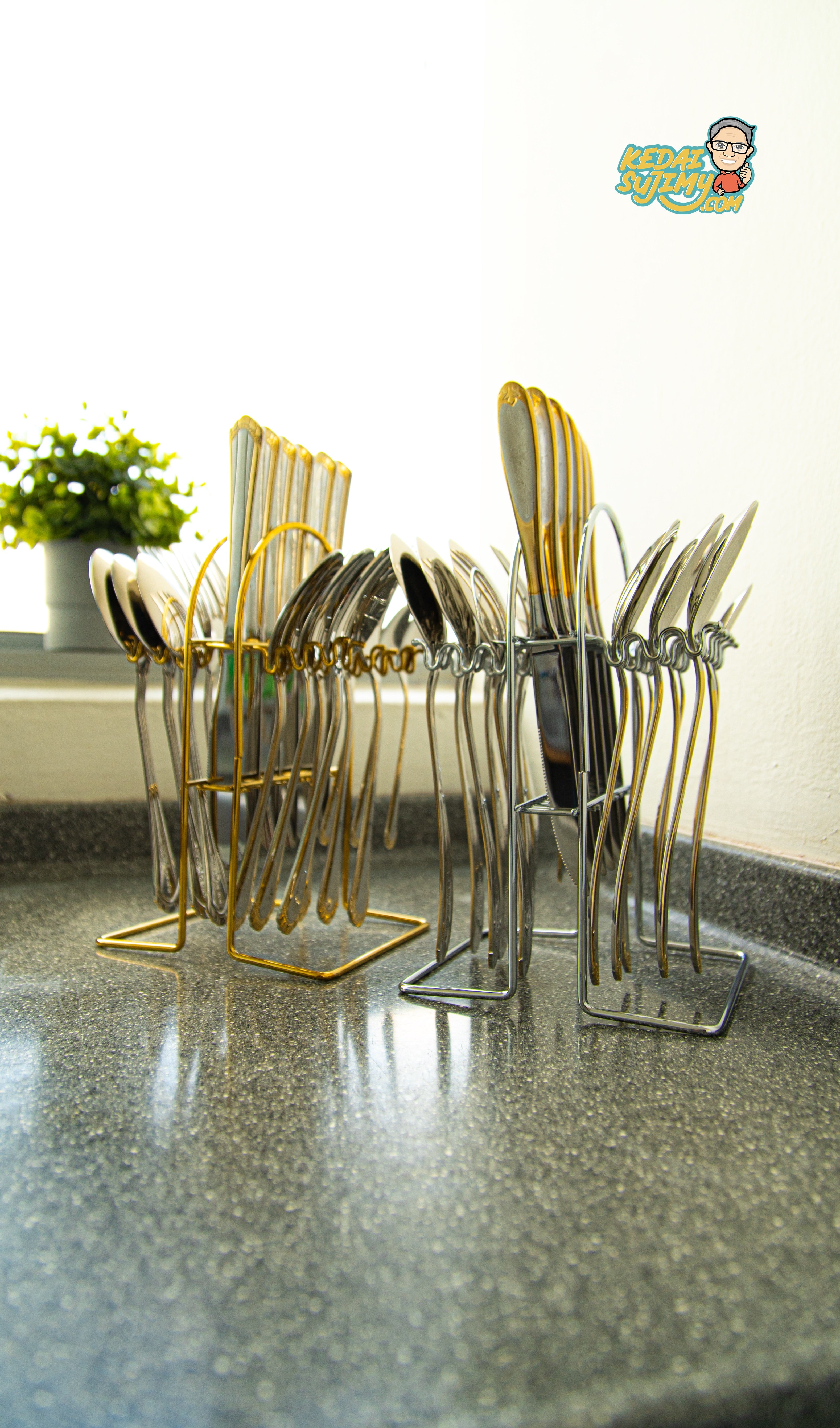 24-Piece Stainless Steel Cutlery Set with Holder – Gift-Ready Utensils for Dining & Entertaining