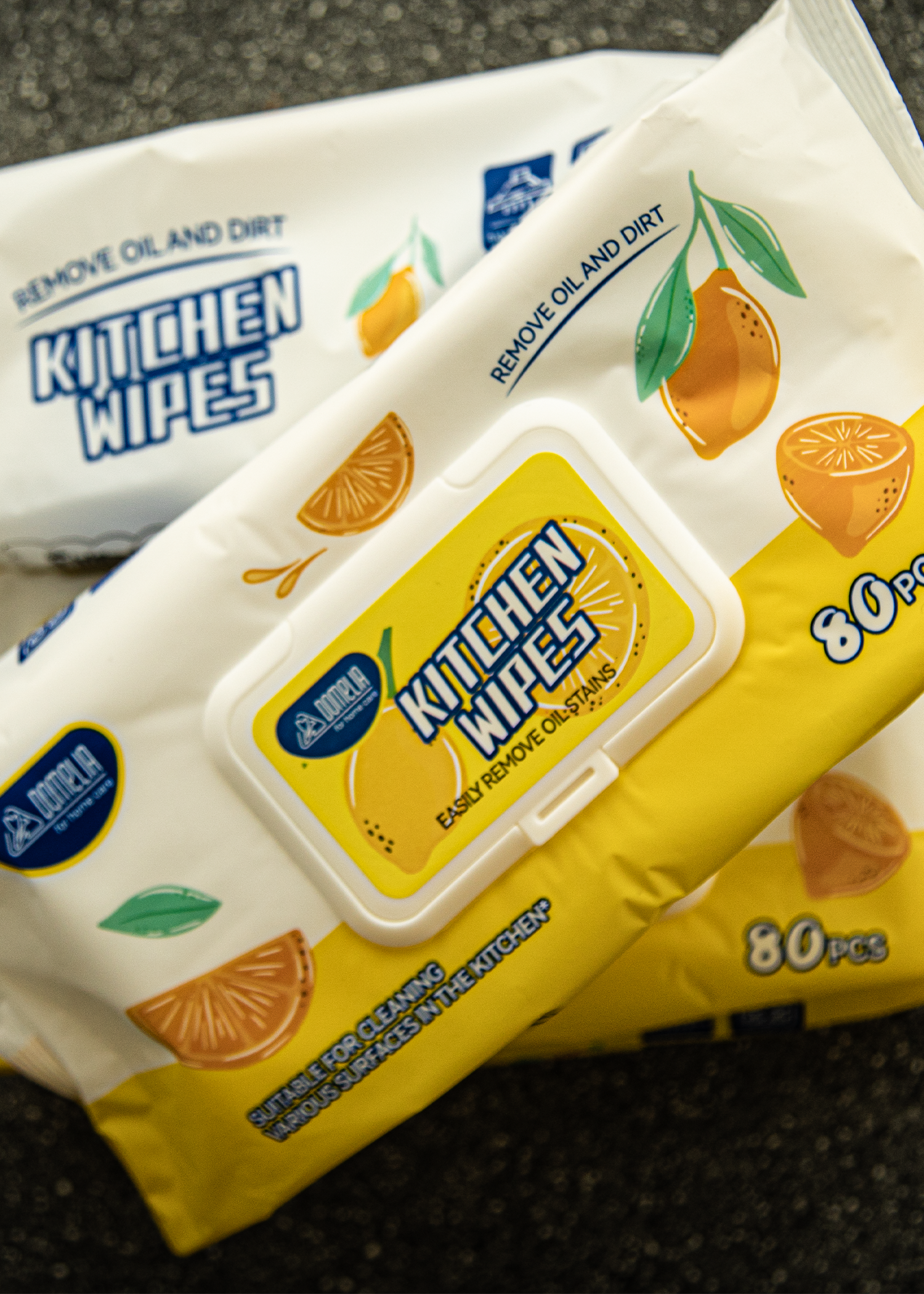Kitchen Wipes for Degreasing, Heavy Oil Cleaning, Dirt Removal — 80 Sheets (Disposable Wet Wipes)