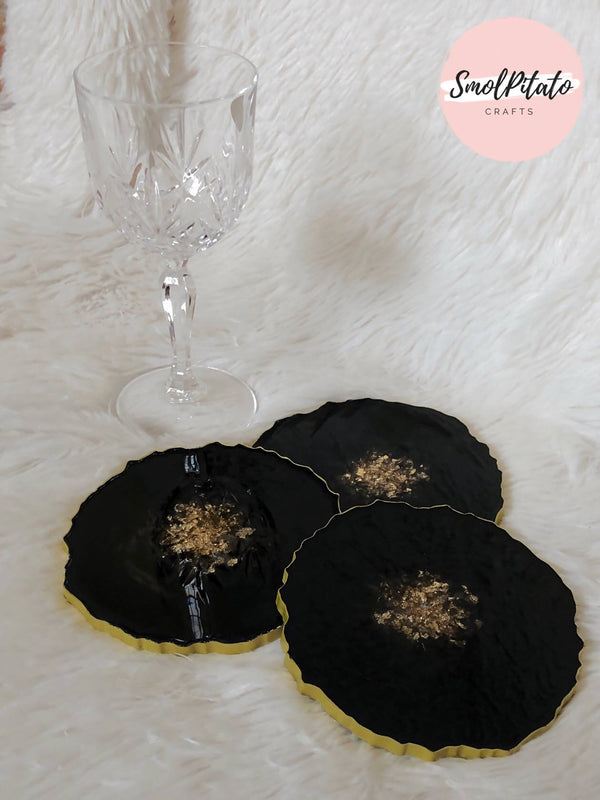 Dark Horse - Handmade Circular Agate Coasters (Set of 4)