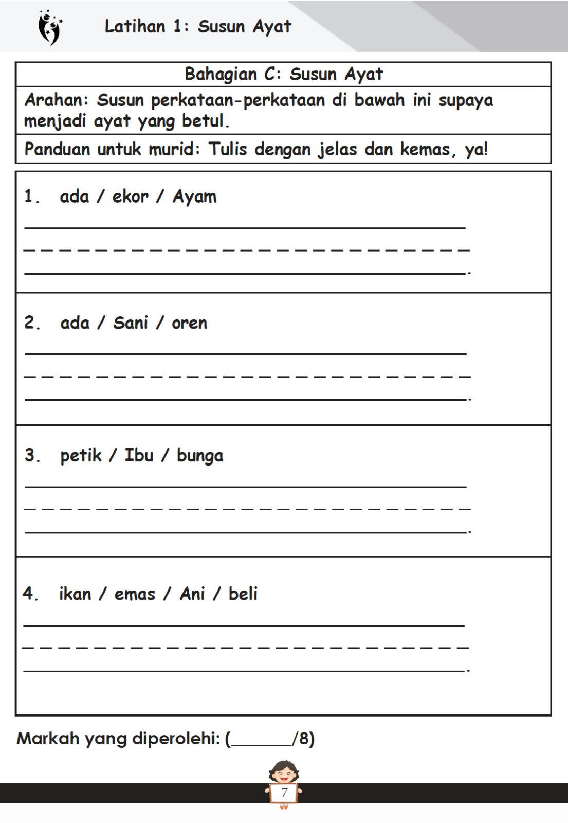 Latihan Efektif Bahasa Melayu Berserta Panduan Unjuk Ujar Untuk Darjah 1