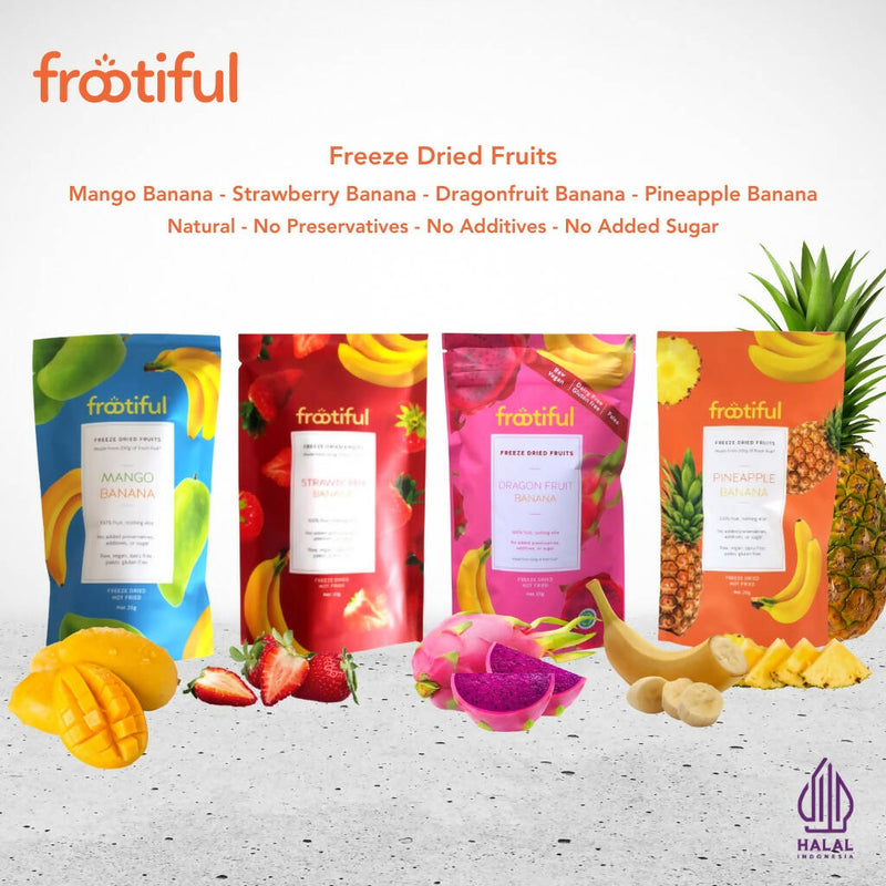 Frootiful Freeze Dried Fruits (Bundle of 3) - Mango Banana, Strawberry Banana, Dragon Fruit Banana, Pineapple Banana