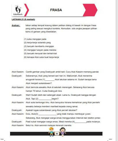 Latihan Topikal Bahasa Melayu Untuk Persiapan PSLE Darjah 5/6 (Imbuhan, Peribahasa, Gologan Kata, Frasa)